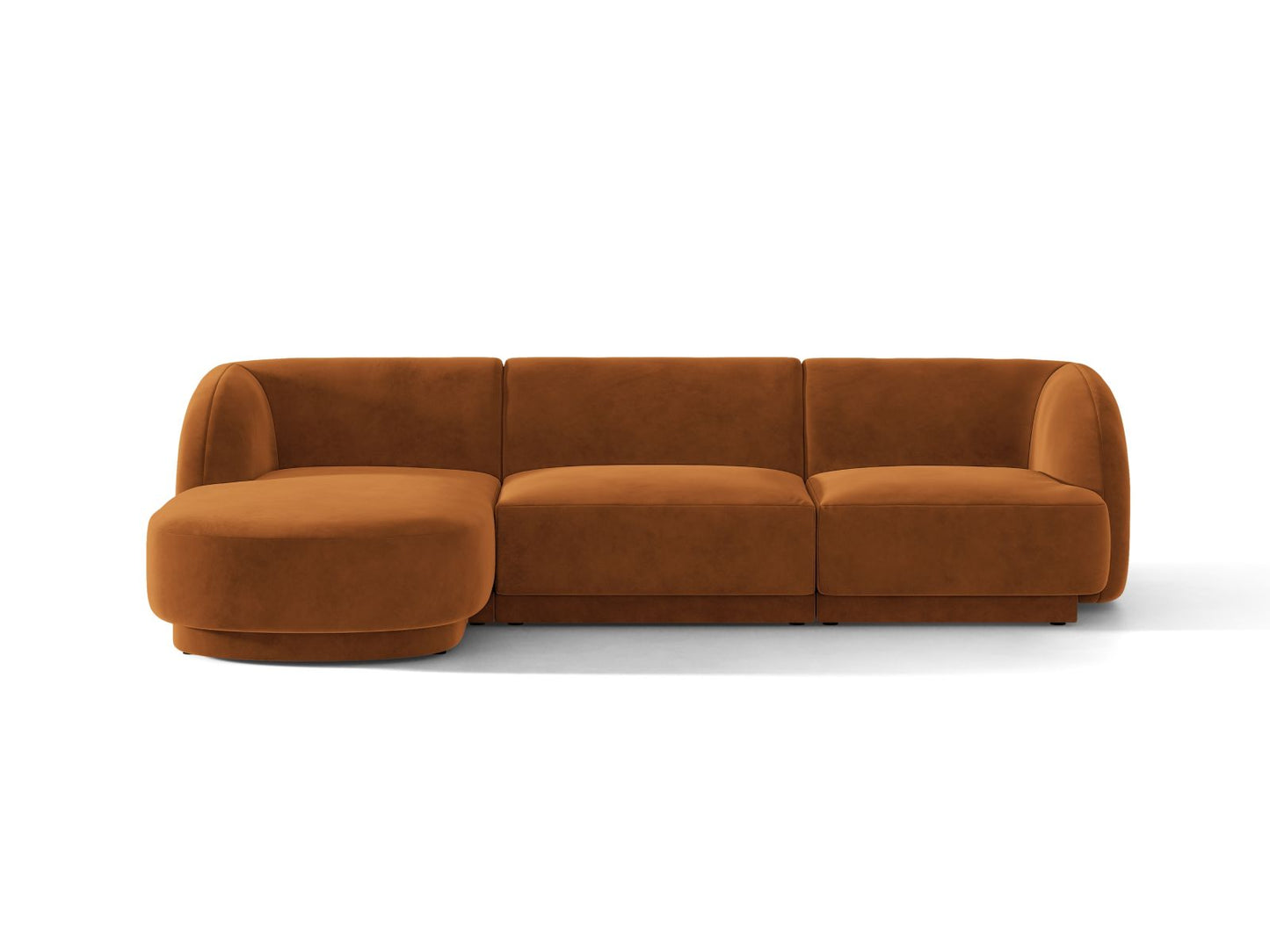 Miley — Corner Sofa Terracotta (Bluvel 4215) Black Plastic Left