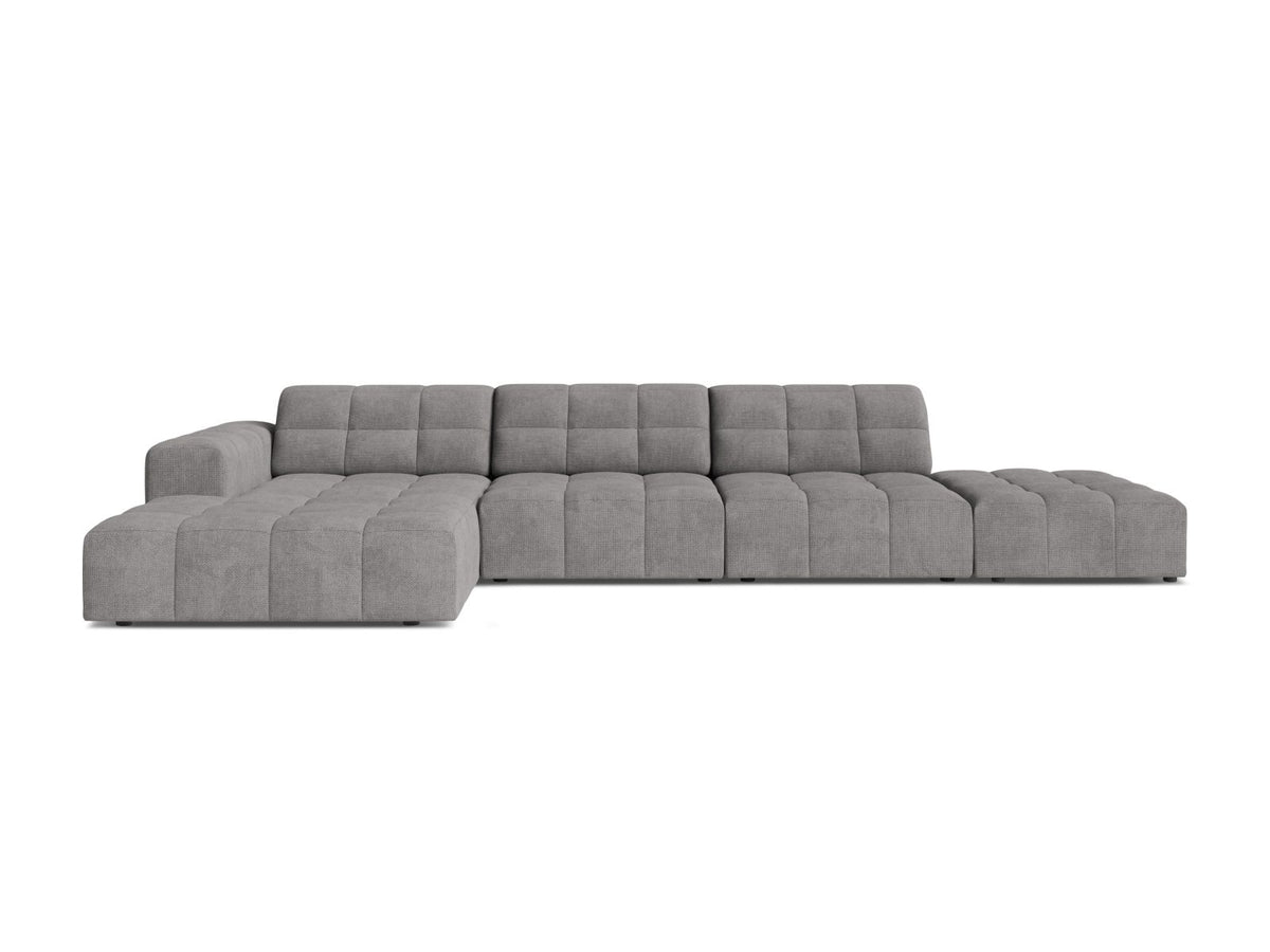 Jennifer — Corner Sofa Light Grey (Eden 18 Grey) Black Plastic Left