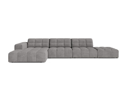 Jennifer — Corner Sofa Light Grey (Eden 18 Grey) Black Plastic Left