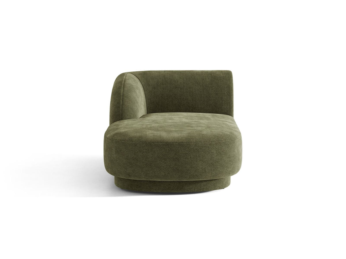 Miley — Chaise Longue Green (Eden 12 Olive) Black Plastic Left