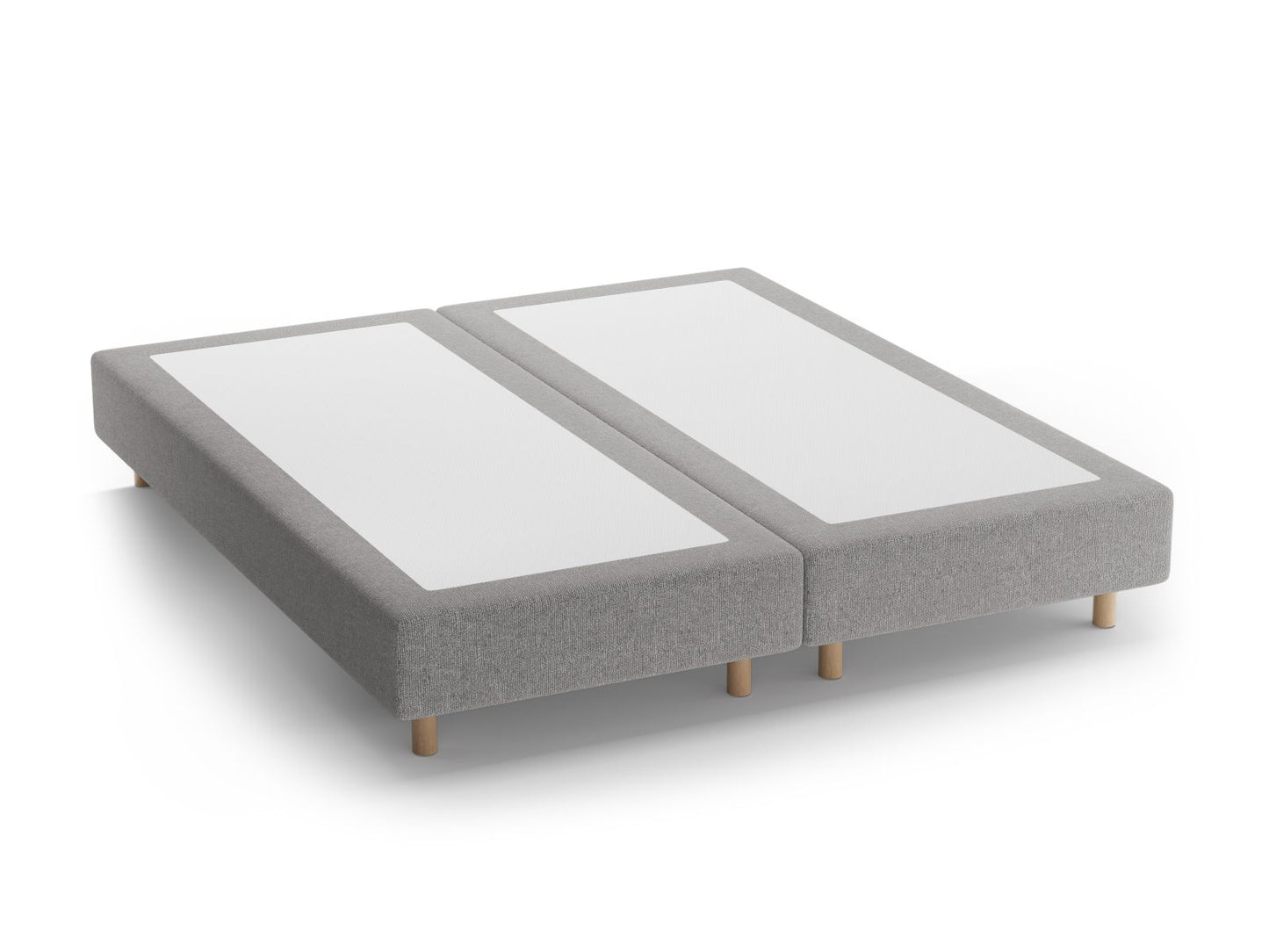 Whale — Bed Base Light Grey (Eden 18 Grey) Natural Beech Wood