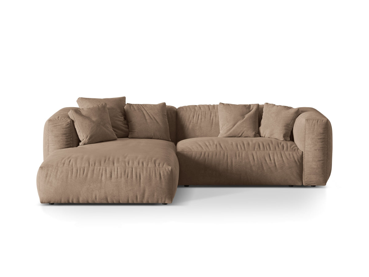 Martina — Corner Sofa Dark Beige (Vogue 3) Black Plastic Left