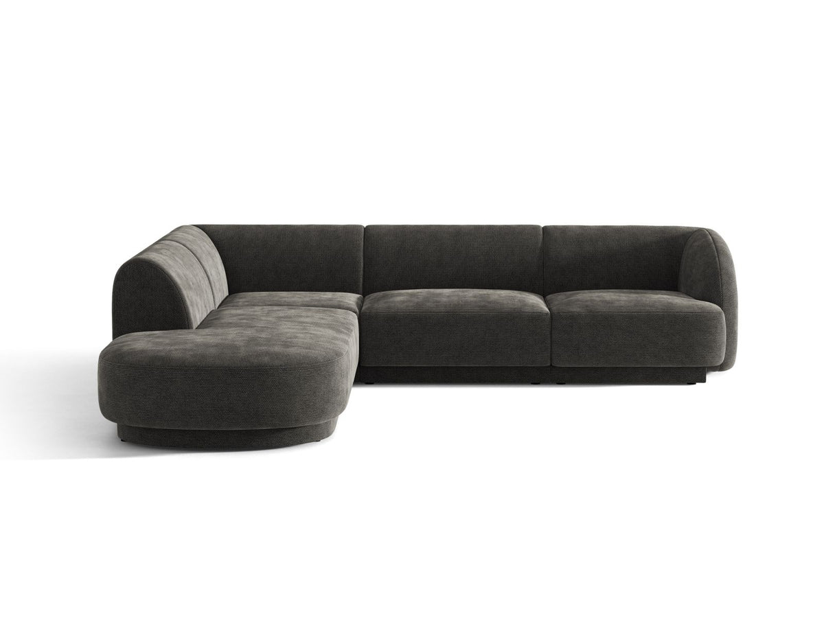 Miley — Corner Sofa Dark Grey (Eden 20 Graphite) Black Plastic Left
