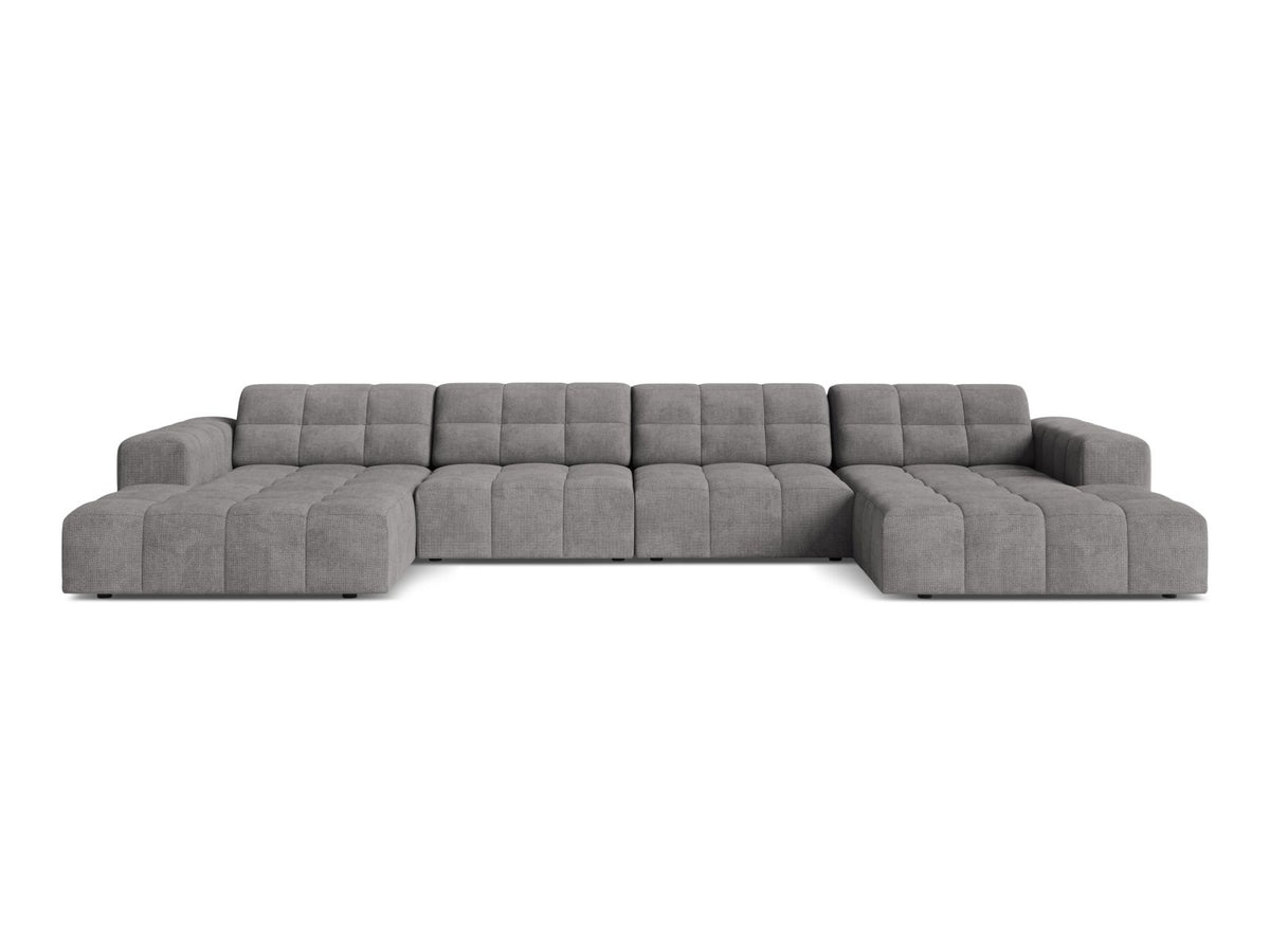 Jennifer — Panoramic Sofa Light Grey (Eden 18 Grey) Black Plastic