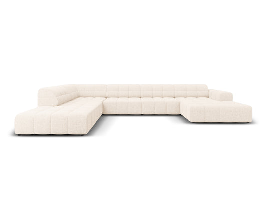 Chicago — Panoramic Corner Sofa Light Beige (Haga 23) Black Plastic Left