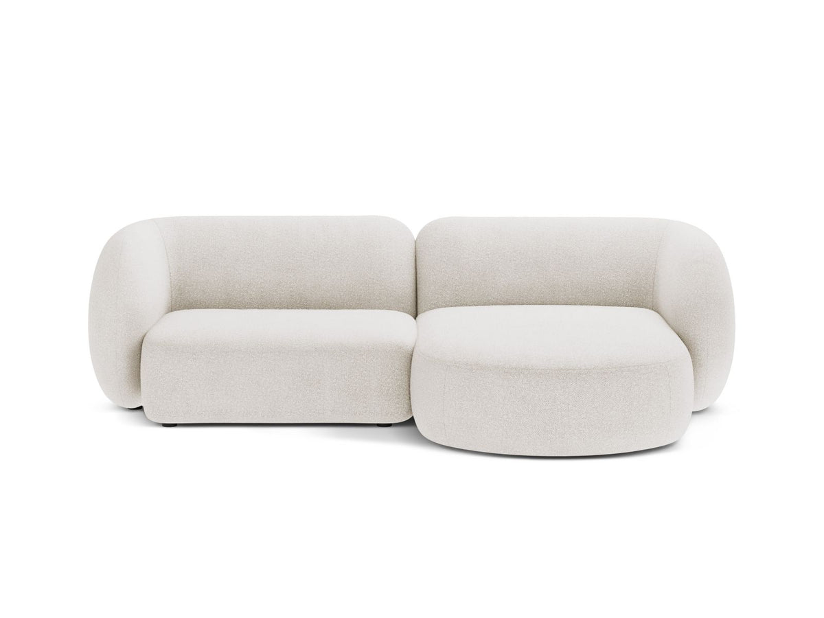 Kate — Corner Sofa White (Baloo 2073) Black Plastic Right