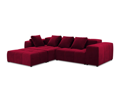 Rome — Corner Sofa Red (Salvador 13) Black Plastic Left