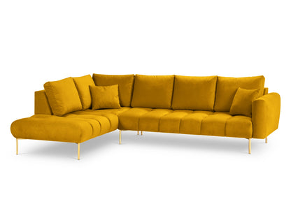 Hastings — Corner Sofa Yellow (Fancy 48) Gold Metal Left