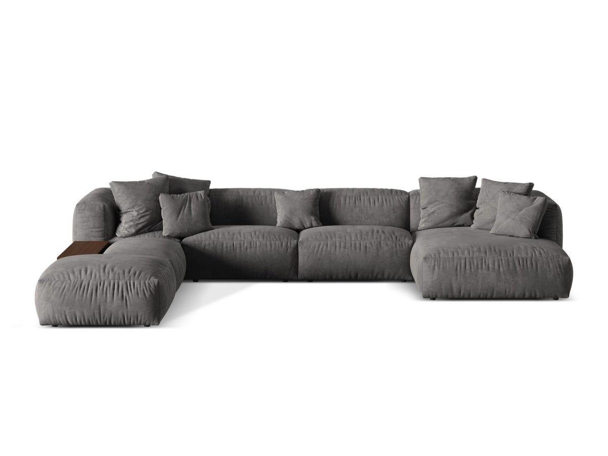 Martina — Panoramic Sofa Grey (Vogue 15) Black Plastic Left