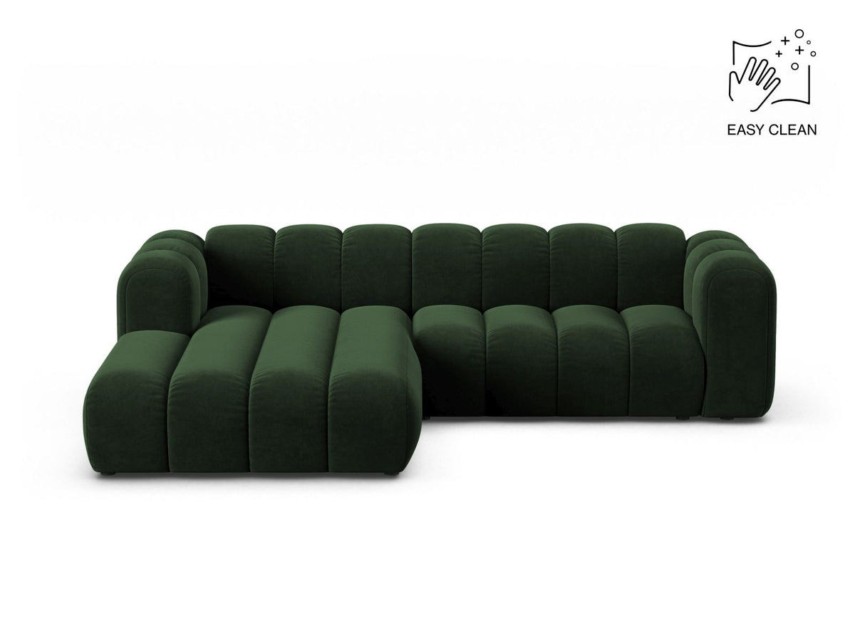 Lupine — Corner Sofa Bottle Green (Venus 2940) Black Plastic Left