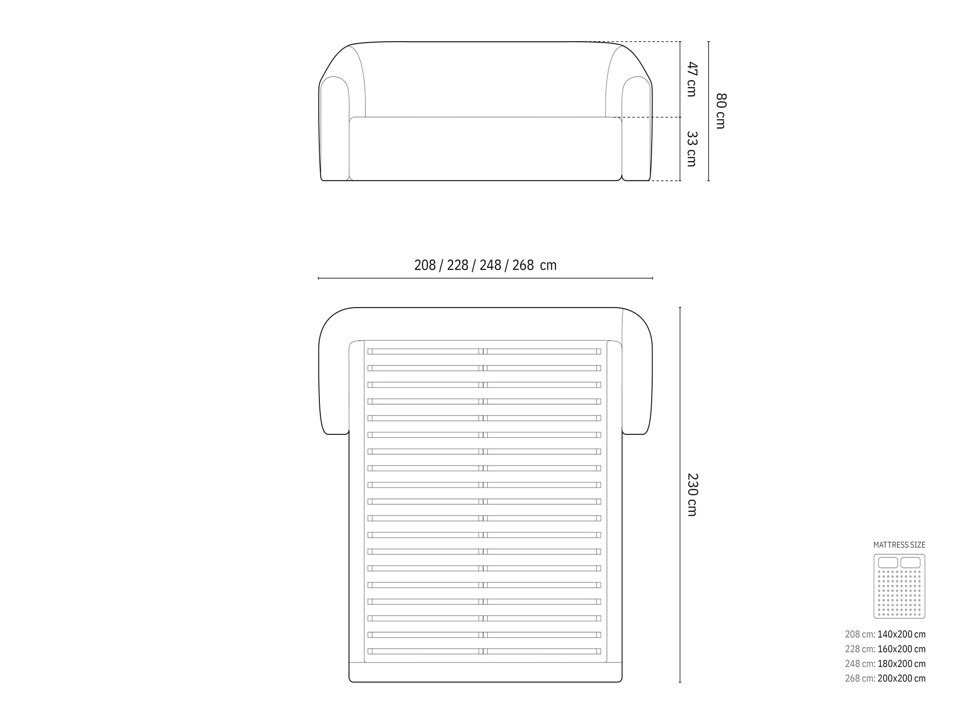 Campi — Bed (230x268x80 cm)