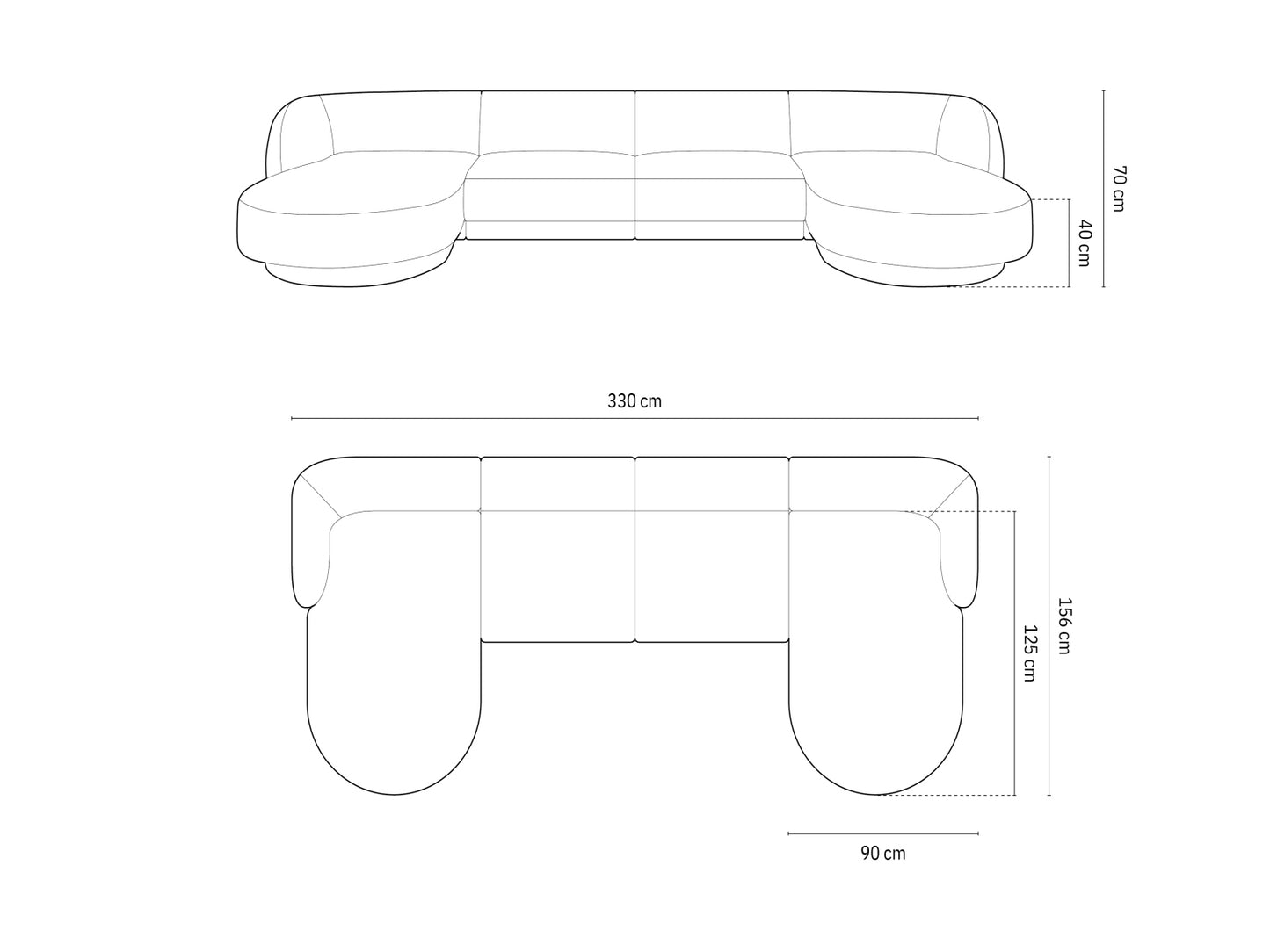 Miley — Panoramic diivan (330,0 x 156,0 x 70,0 cm)