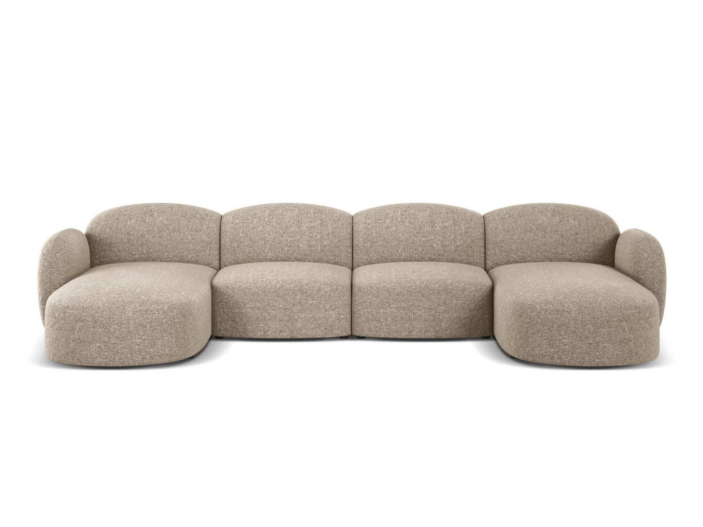 Blair — Panoramic Sofa Dark Beige (Eden 4 Beige) Black Plastic