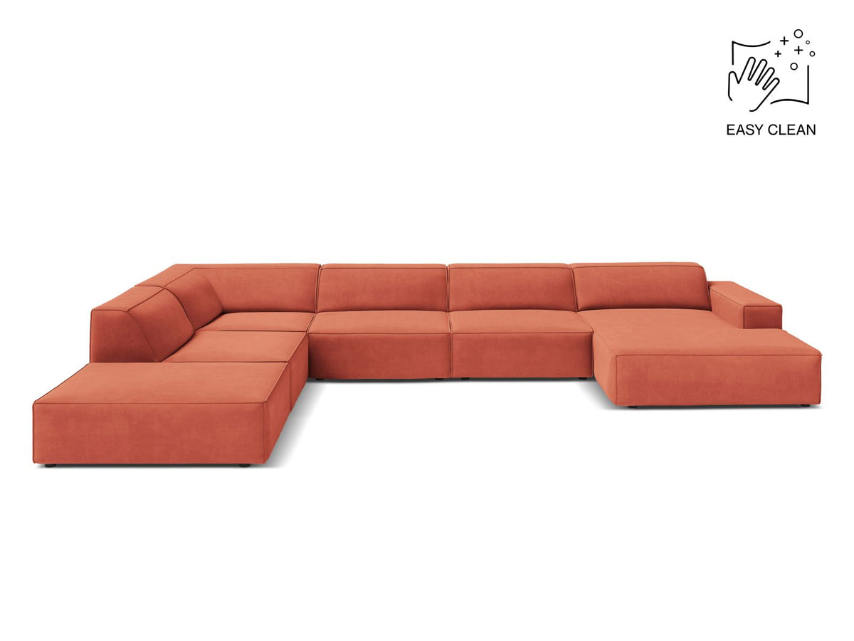 Jodie — Panoramic Sofa Coral (Venus 2933) Black Plastic Left