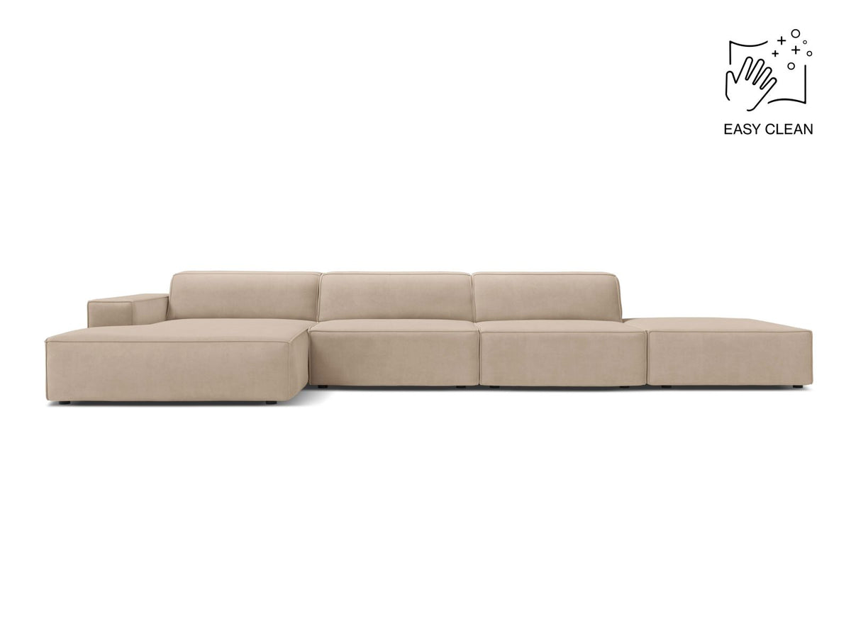 Jodie — Corner Sofa Beige (Venus 2928) Black Plastic Left