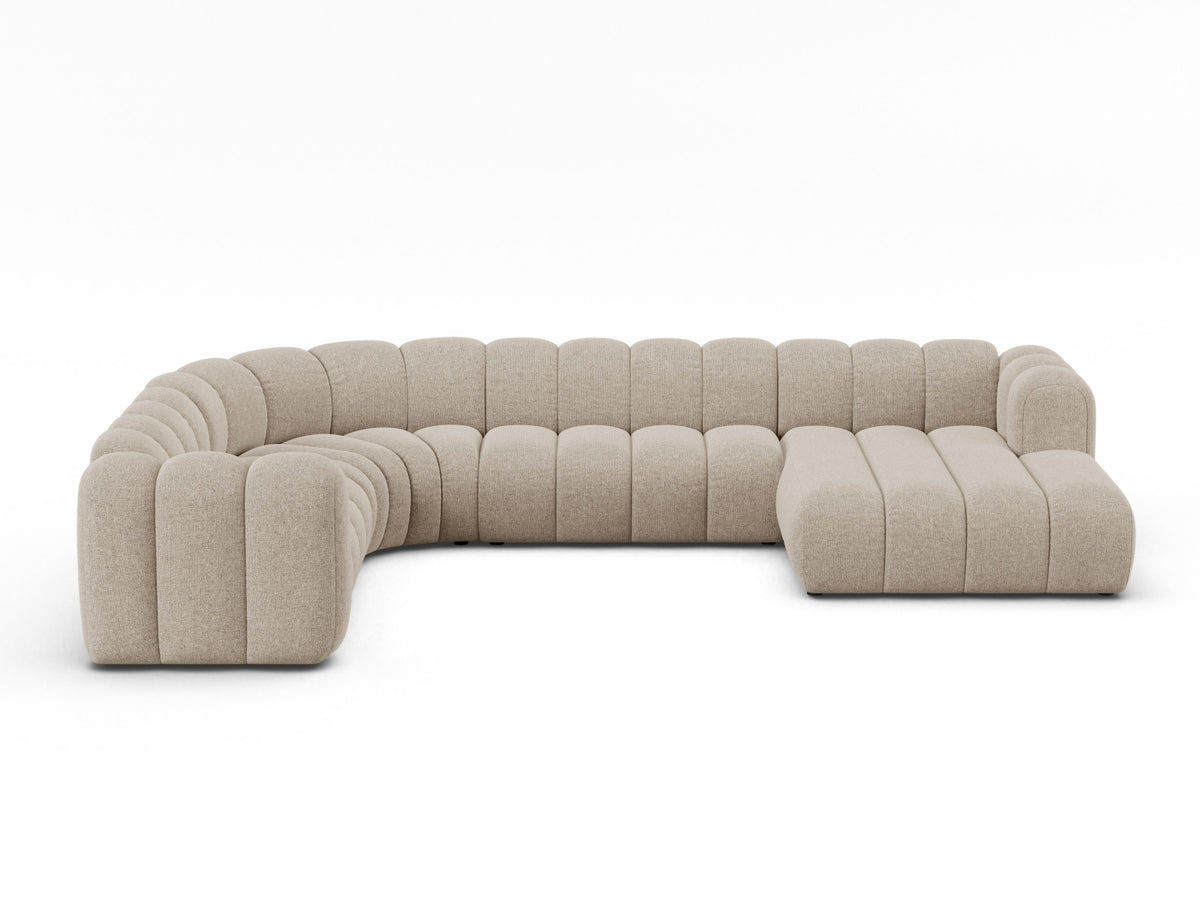 Lupine — Panoramic Sofa Dark Beige (Eden 4 Beige) Black Plastic Left