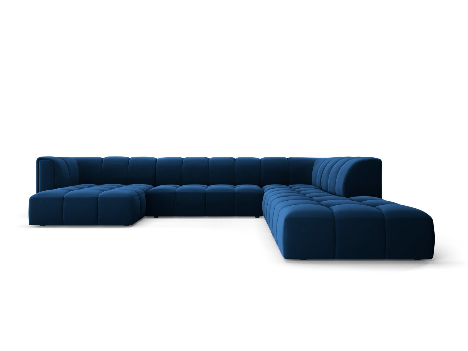 Moritz — Panoramic nurgadiivan Royal Blue (Bluvel 86) must plastik parem