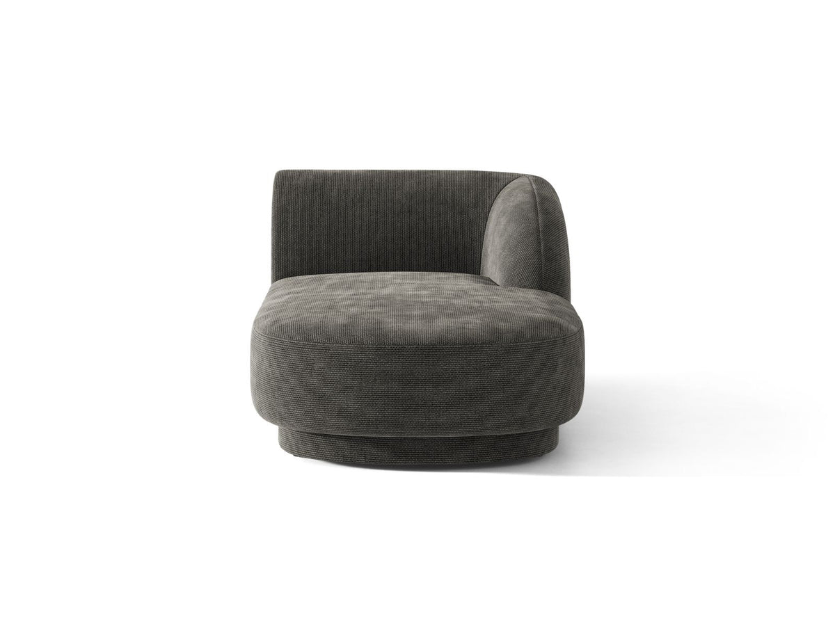 Miley — Chaise Longue Dark Grey (Eden 20 Graphite) Black Plastic Right