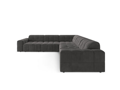 Chicago — Corner Sofa Grey (Bluvel 14) Black Plastic
