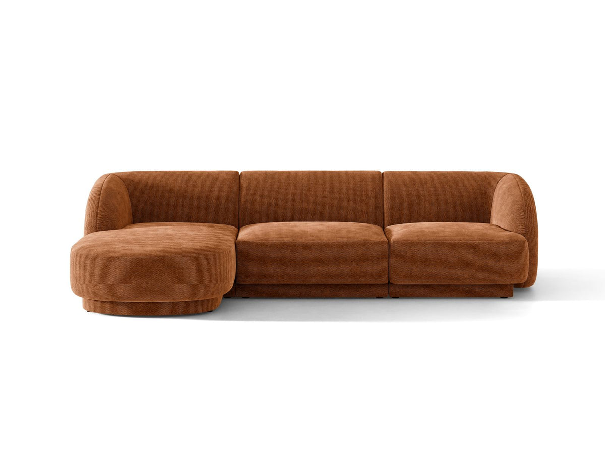 Miley — Corner Sofa Brick (Eden 10 Terra) Black Plastic Left