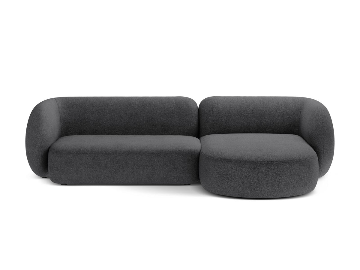 Kate — Corner Sofa Dark Grey (Baloo 2083) Black Plastic Right