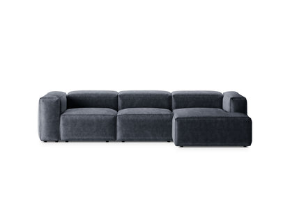 Bergamo — Corner Sofa Muted Blue (Perla 45) Black Plastic Right