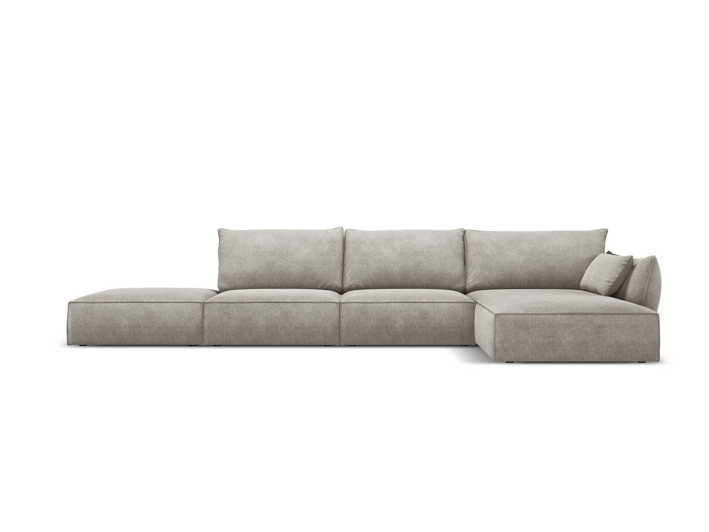 Kaelle — Corner Sofa Light Grey (Over The Horizon 85) Black Plastic Right