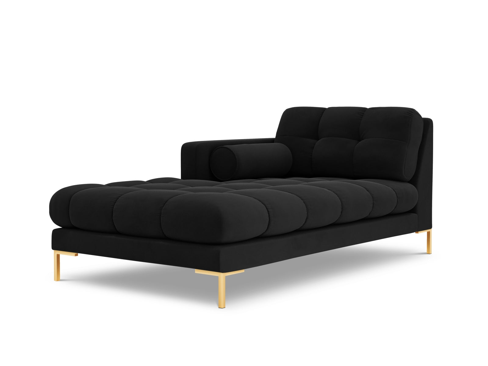 Bali — Chaise Longue Black (Bluvel 19) Gold Metal Left
