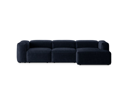 Bergamo — Corner Sofa Navy Blue (Perla 40) Black Plastic Right
