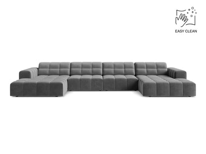 Jennifer — Panoramic Sofa Light Grey (Venus 2929) Black Plastic