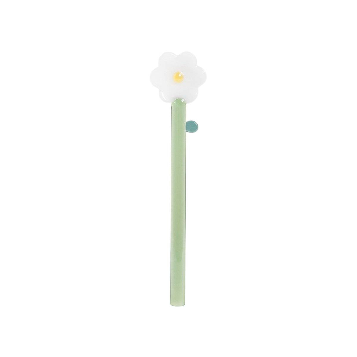 CONWALLIE White Flower Glass Serving Spoon 16 cm