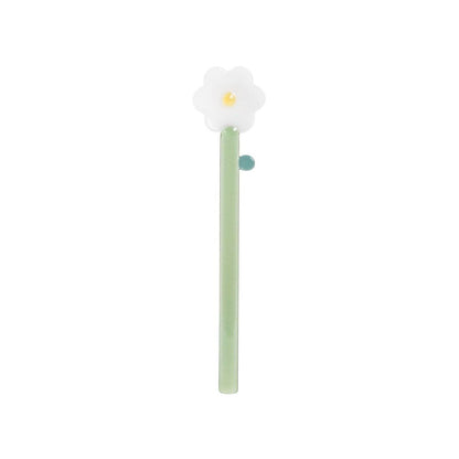 CONWALLIE White Flower Glass Serving Spoon 16 cm