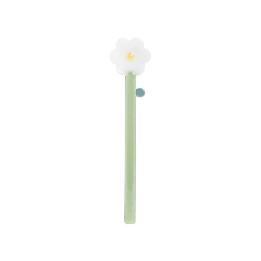 CONWALLIE White Flower Glass Serving Spoon 16 cm