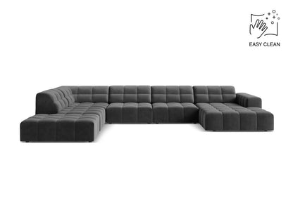 Jennifer — Panoramic Sofa Grey (Venus 2930) Black Plastic Left