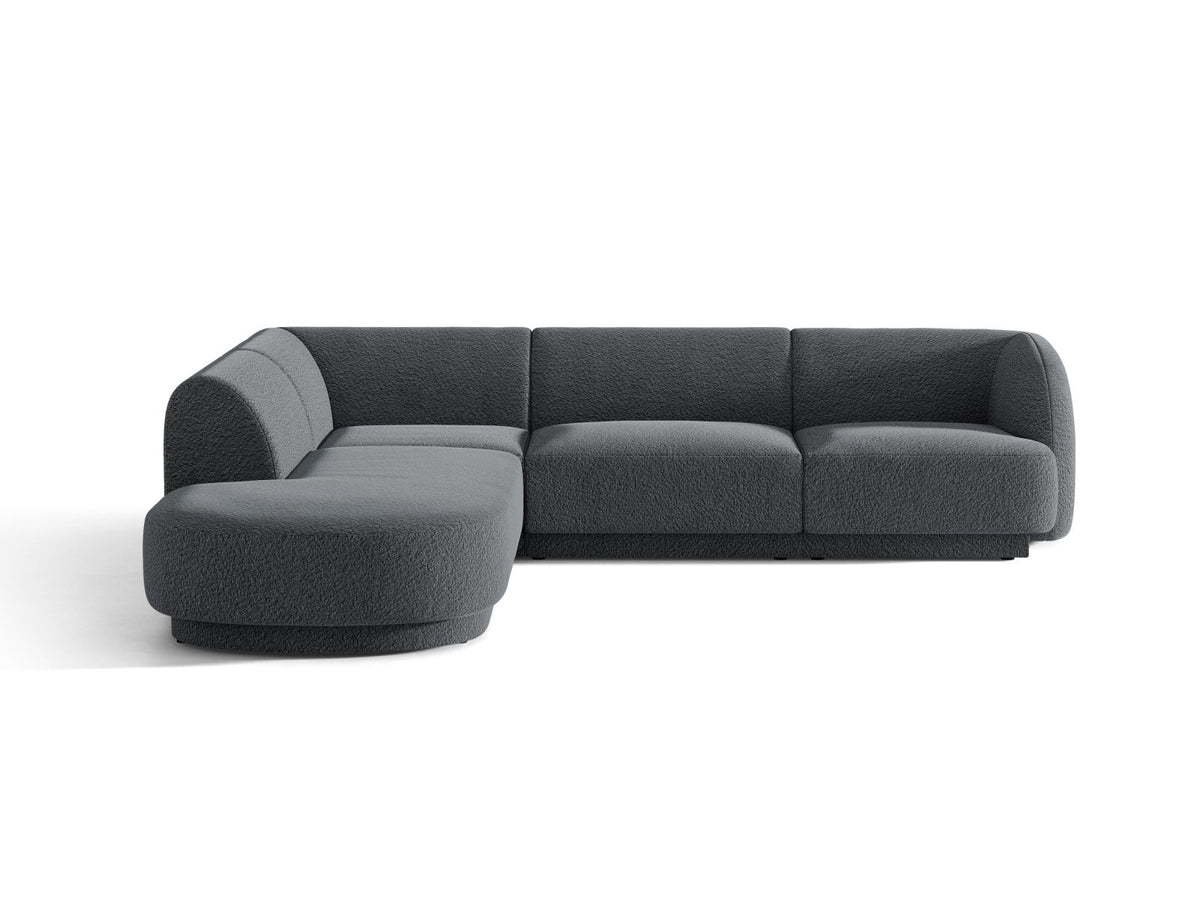 Miley — Corner Sofa Dark Grey (Baloo 2083) Black Plastic Left
