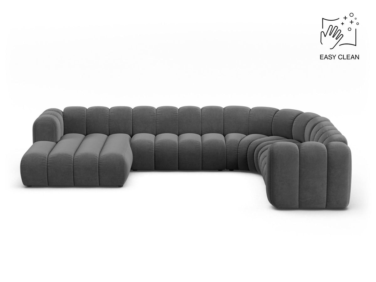 Lupine — Panoramic Sofa Grey (Venus 2930) Black Plastic Right