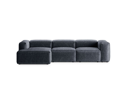 Bergamo — Corner Sofa Muted Blue (Perla 45) Black Plastic Left