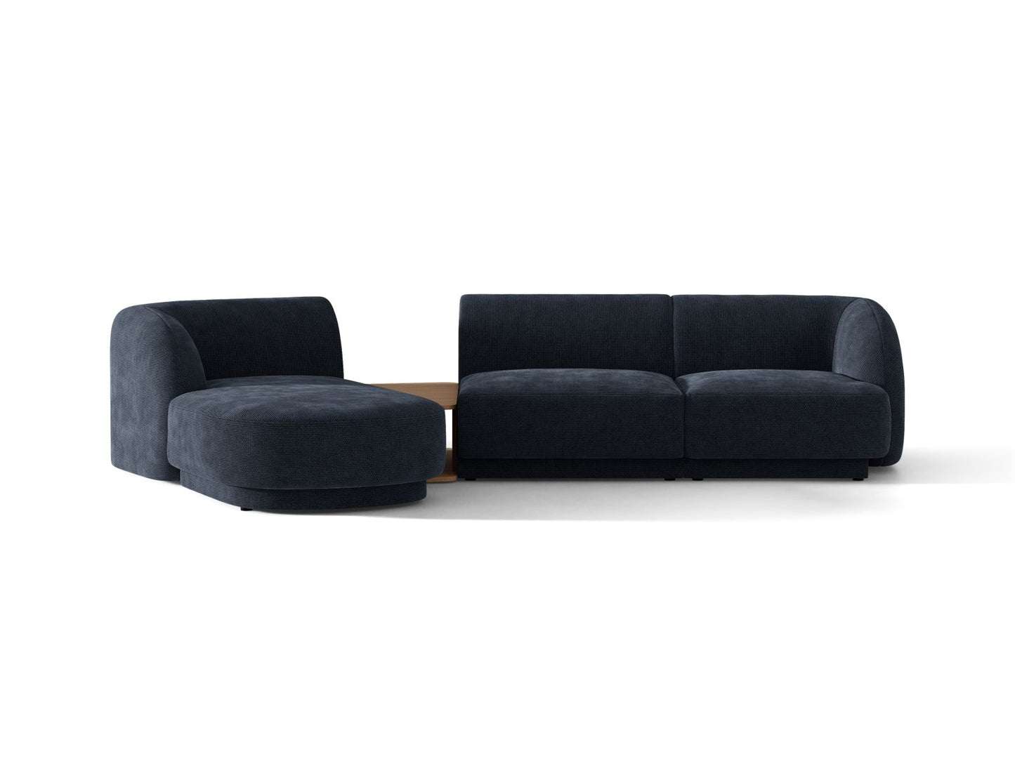 Miley — Sofa Navy Blue (Eden 16 Deep Blue) Black Plastic Left