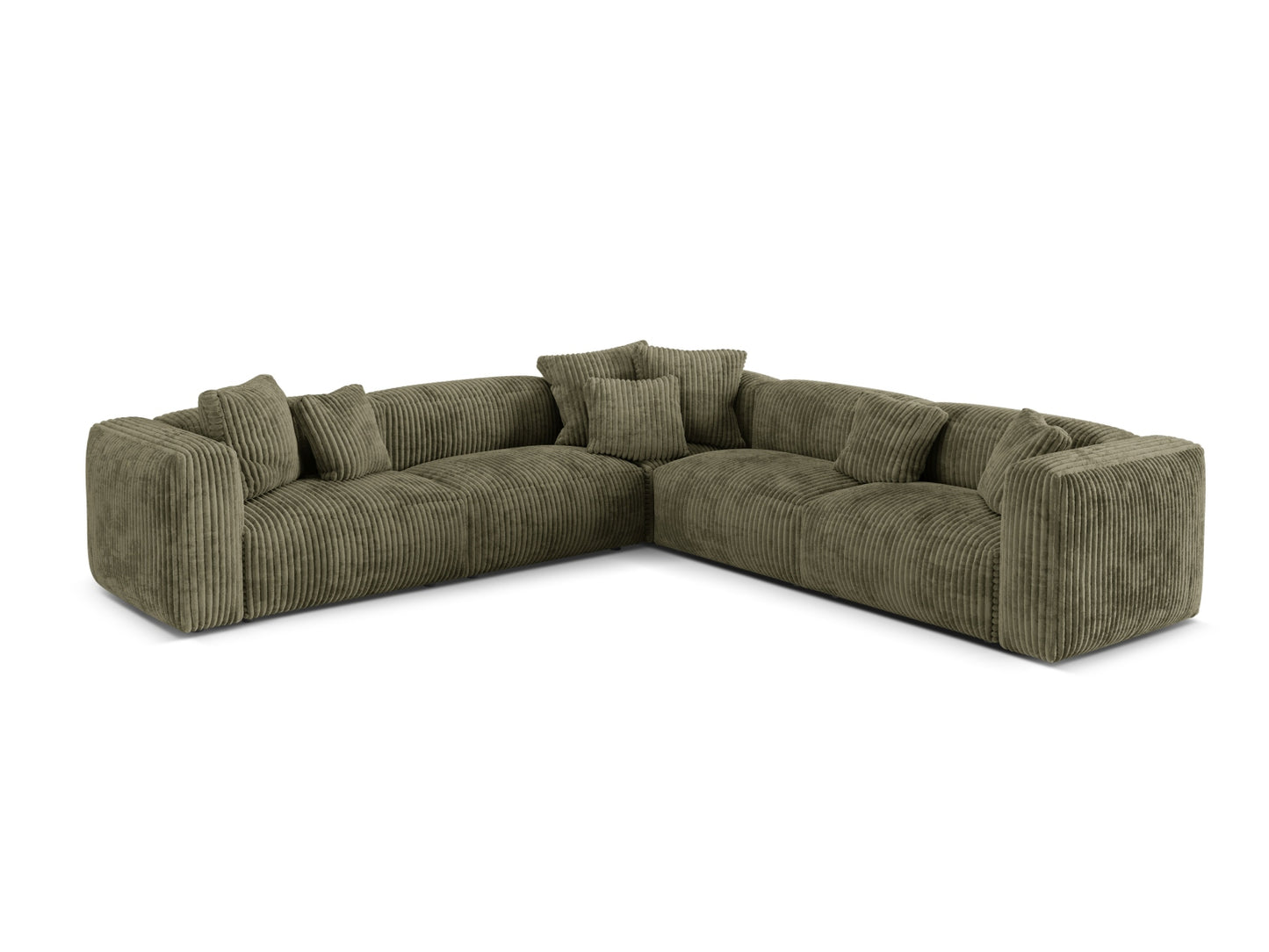 Martina — Corner Sofa Moss Green (Tilia 37) Black Plastic