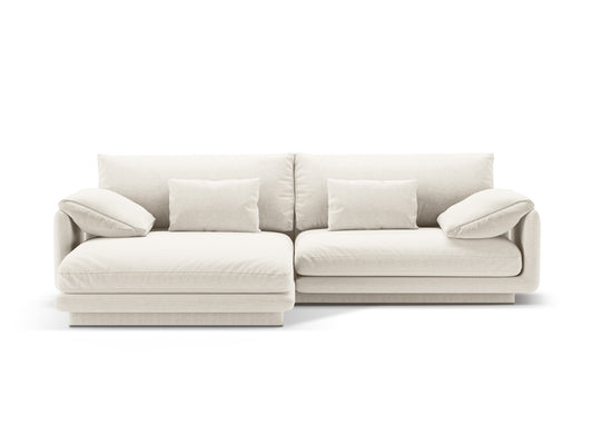 Torino — Corner Sofa Ivory (Wind 02) Black Plastic Left