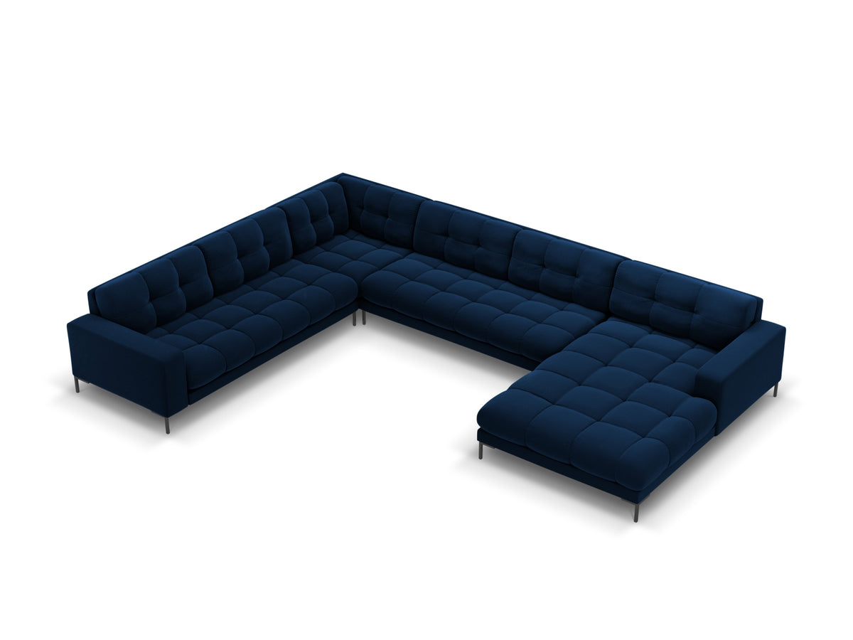 Mamaia — Panoramic Sofa Royal Blue (Bluvel 86) Black Metal Left