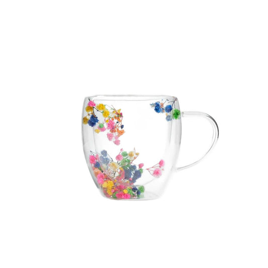 SECO Glass Mug with Double Wall and Floral Design 0.25L