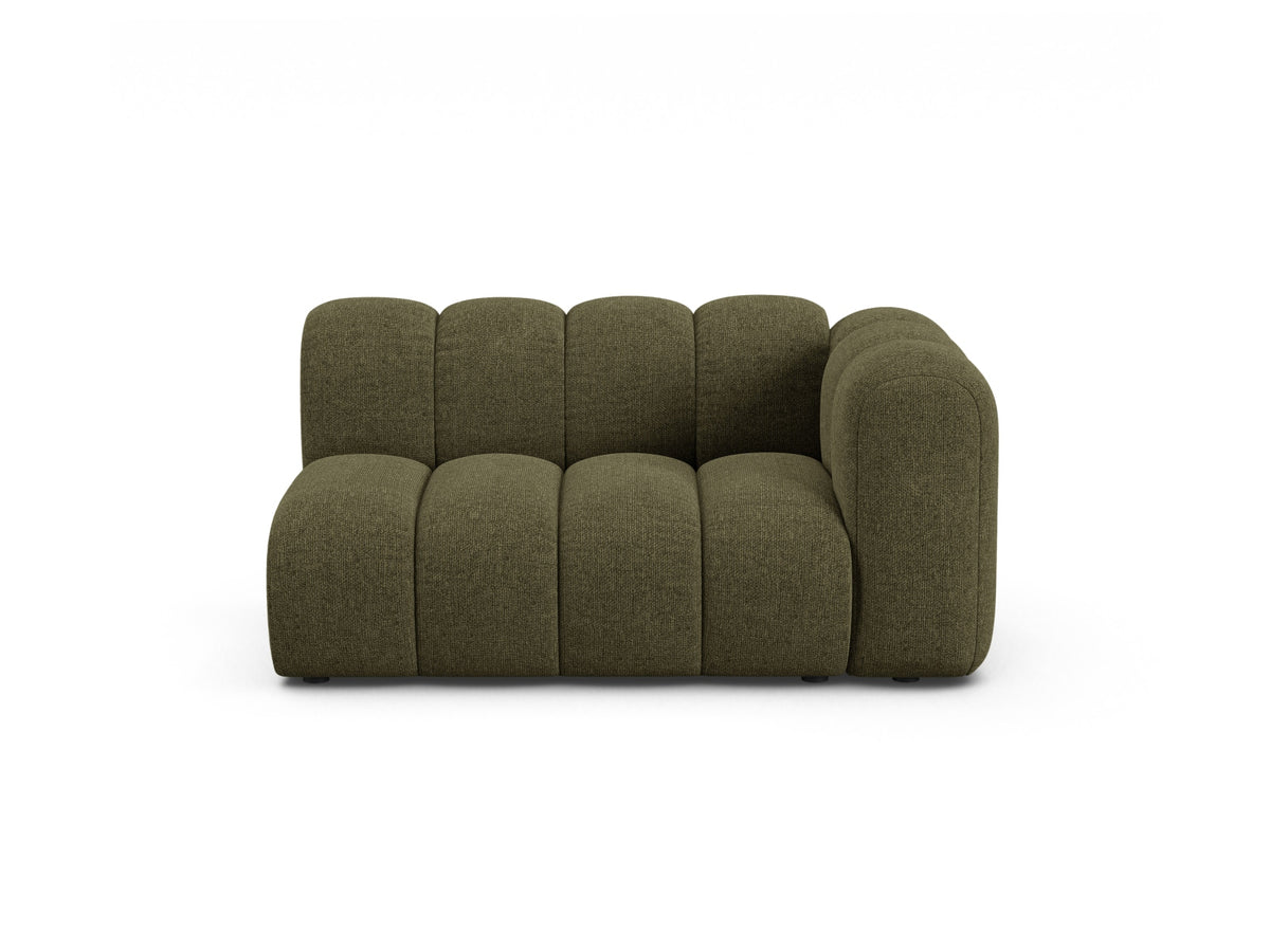 Lupine — Modular Sofa Green (Eden 12 Olive) Black Plastic Right