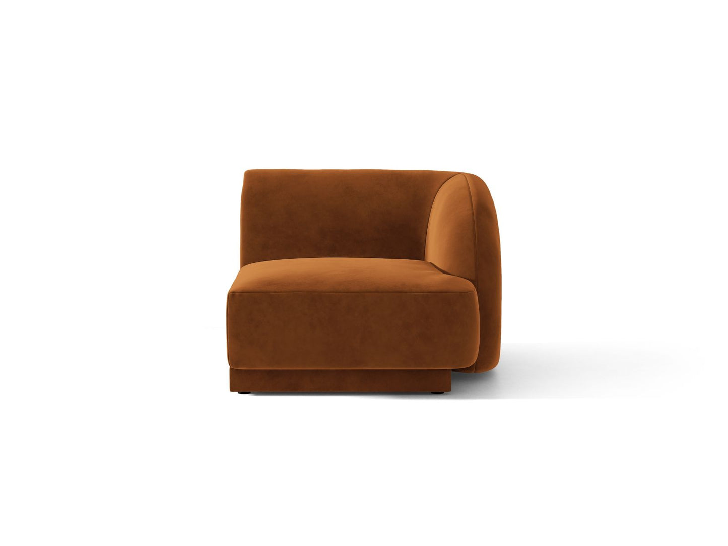 Miley — Modular Sofa Terracotta (Bluvel 4215) Black Plastic Right