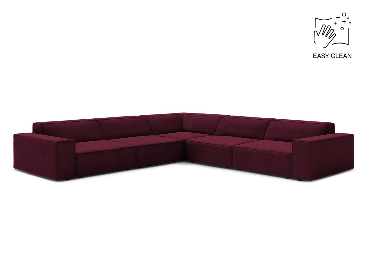 Jodie — Corner Sofa Burgundy (Venus 2932) Black Plastic