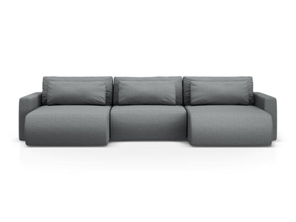 Belfast — Panoramic Sofa Grey (Heritage Ash) Black Plastic