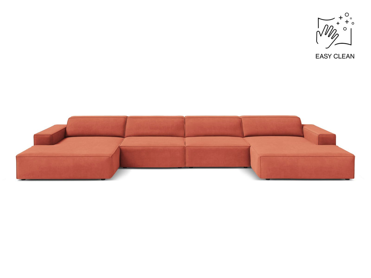 Jodie — Panoramic Sofa Coral (Venus 2933) Black Plastic