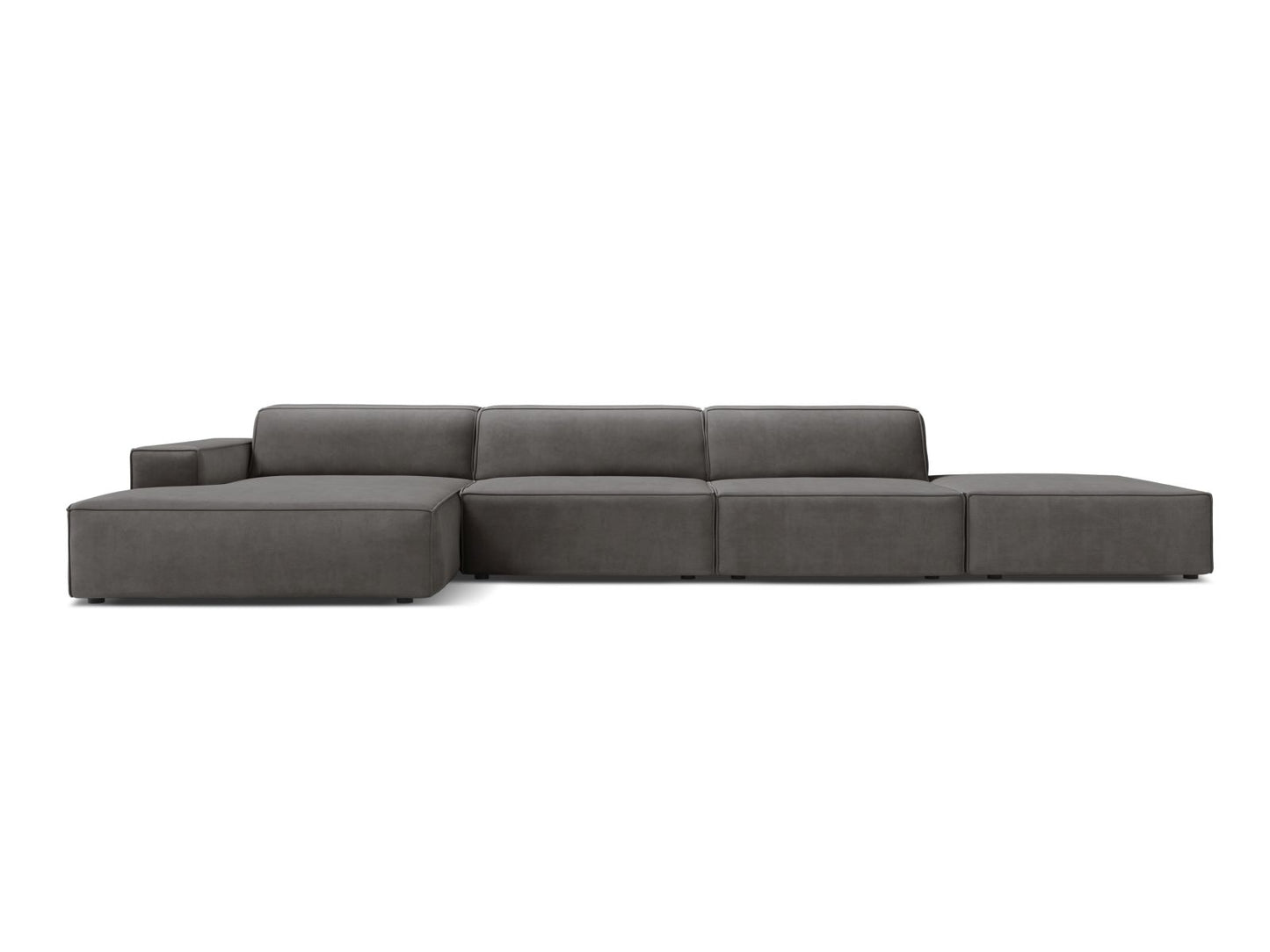 Jodie — Corner Sofa Light Grey (Bluvel 13) Black Plastic Left