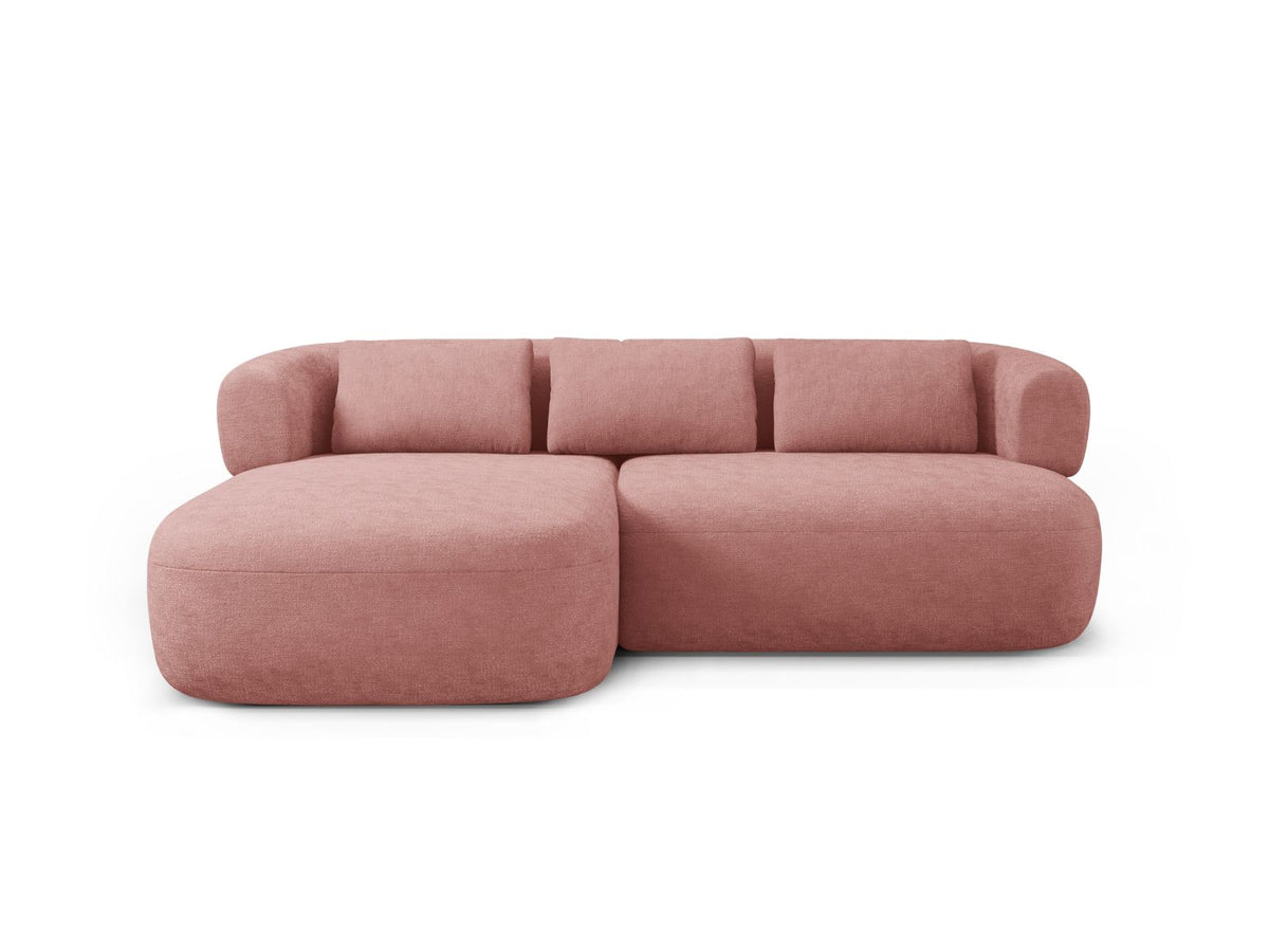 Jenny — Corner Sofa Pink (Perfect Harmony 63) Black Plastic Left