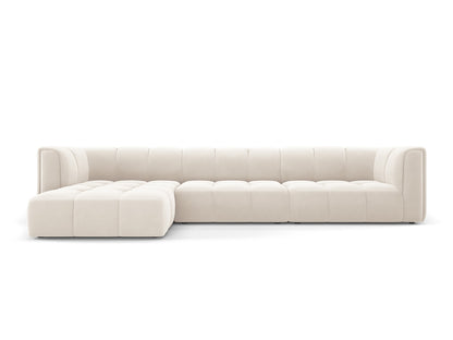 Moritz — Corner Sofa Light Beige (Bluvel 22) Black Plastic Left